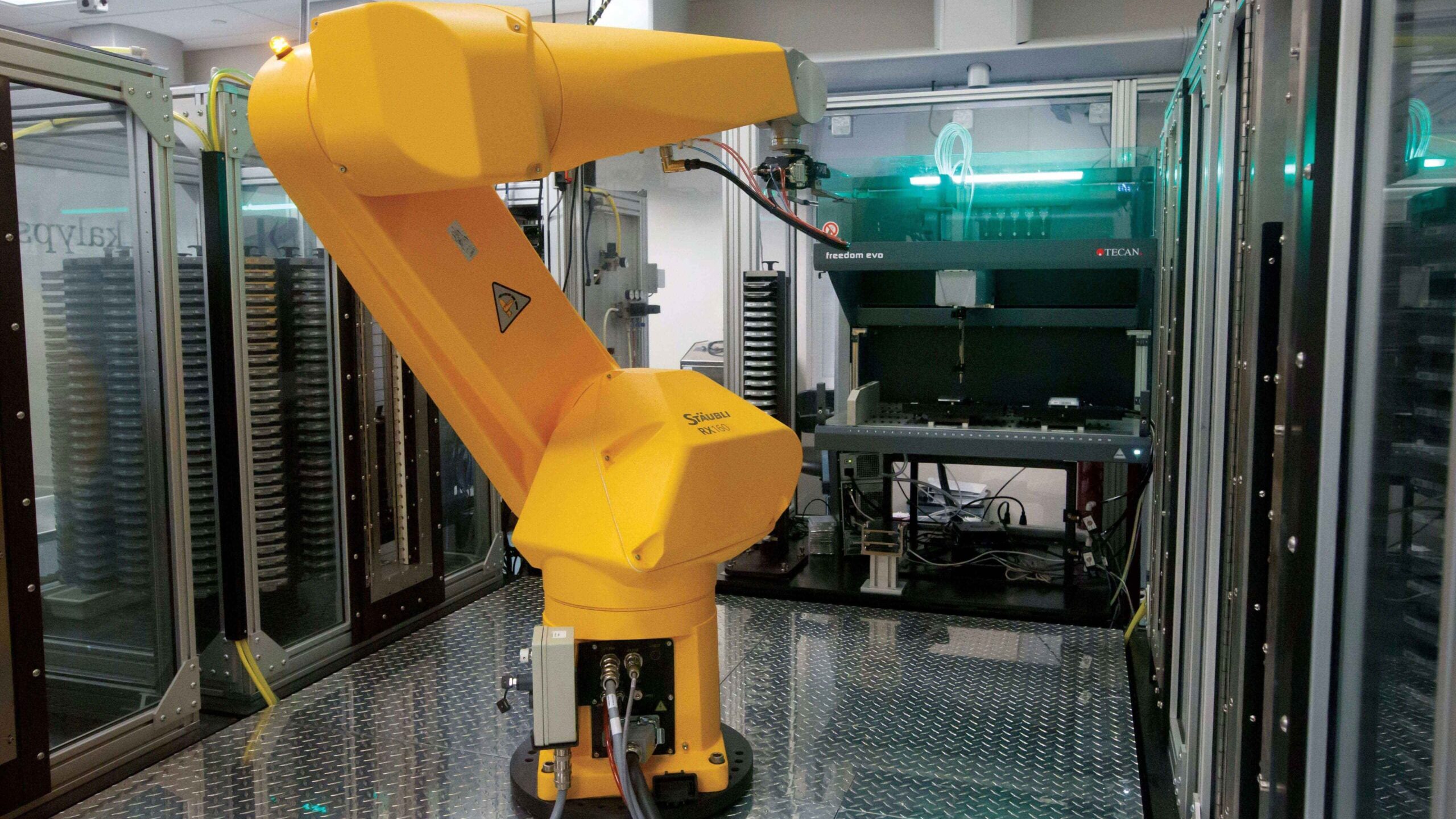 Robotic arm inside Calibr’s high-throughput screening facility.